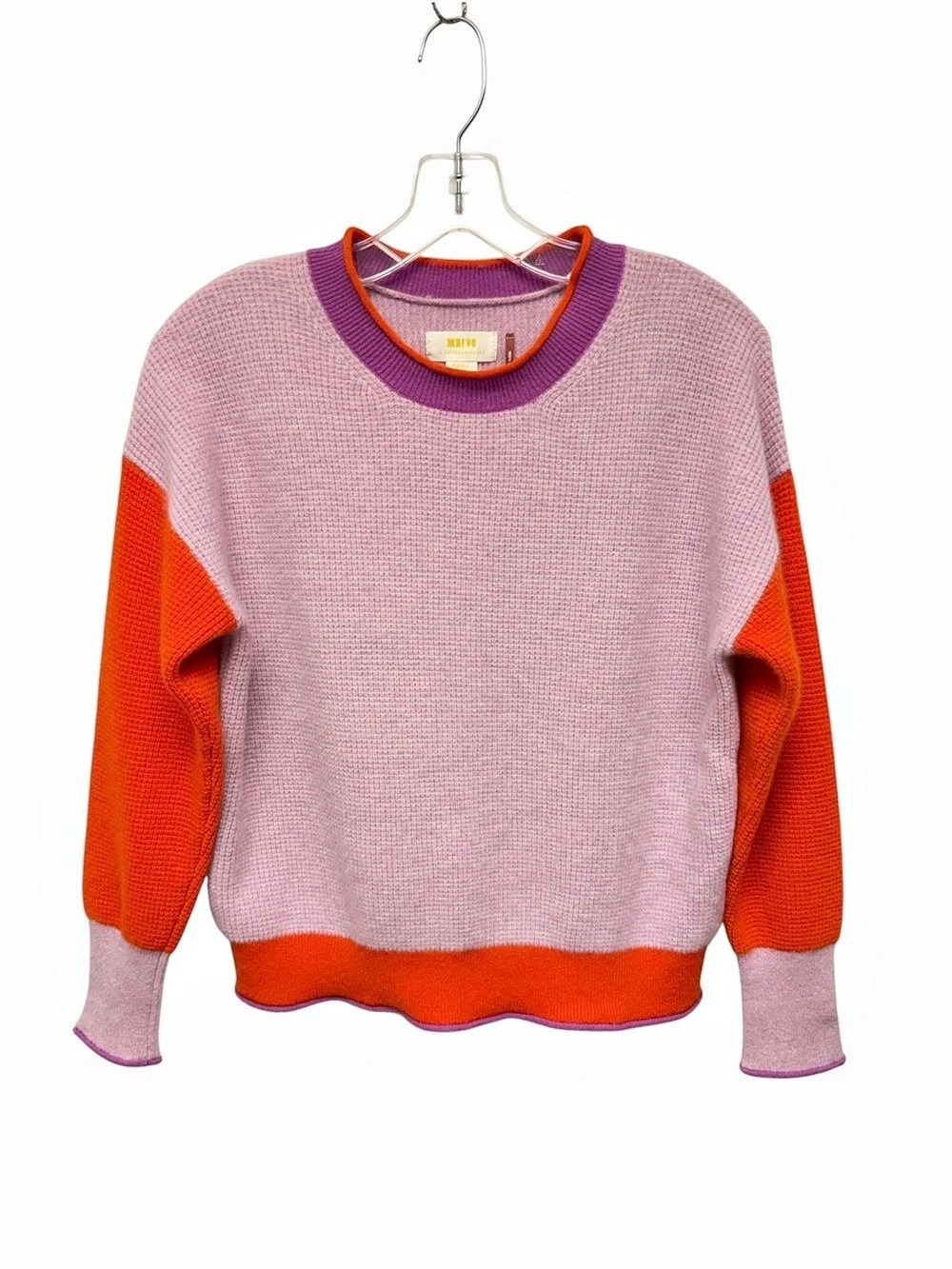 Maeve Anthropologie 100% Cashmere Color Block Sweater Size Small